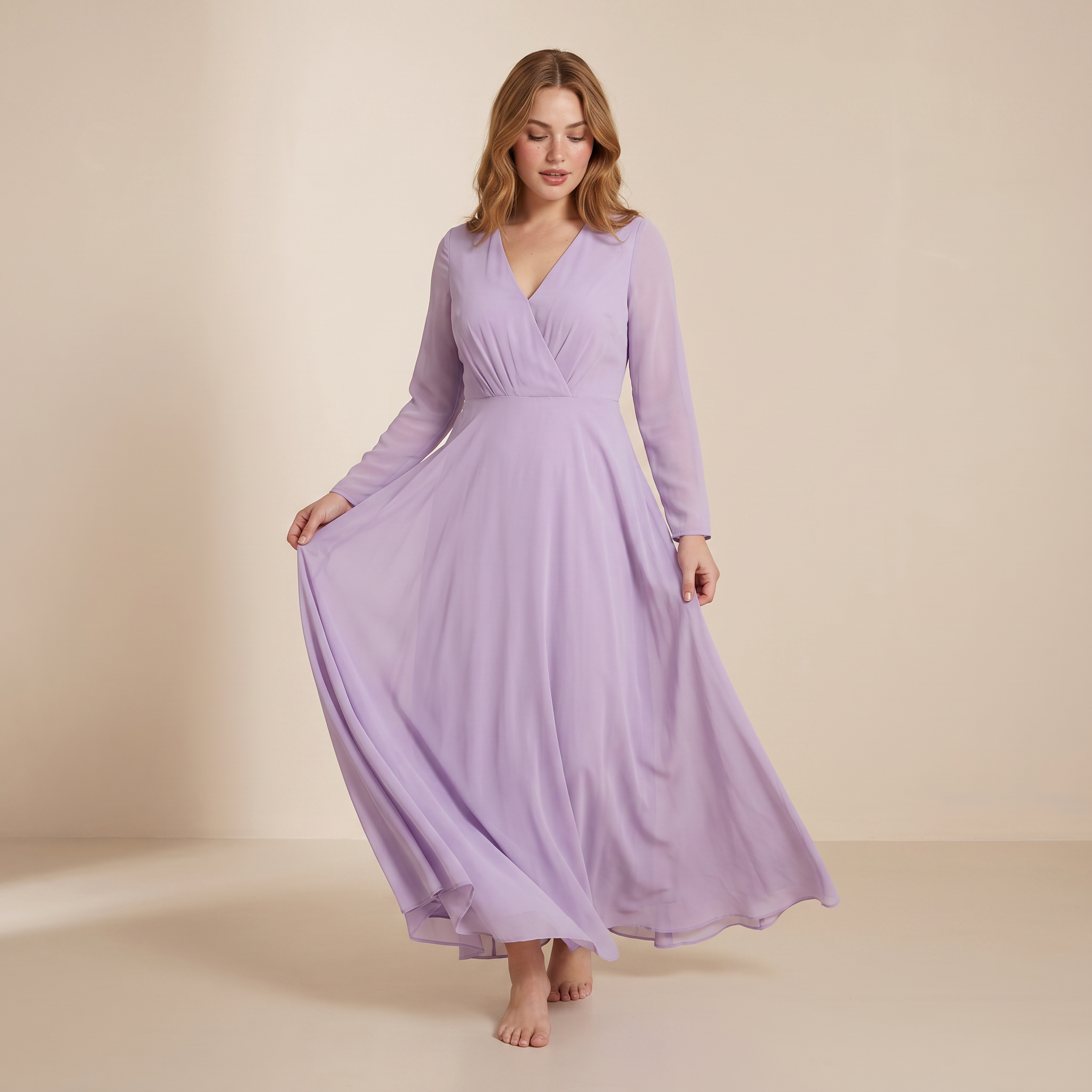 Ethereal maxi jurk in lavendel met een sluiting aan de voorkant – slip dress