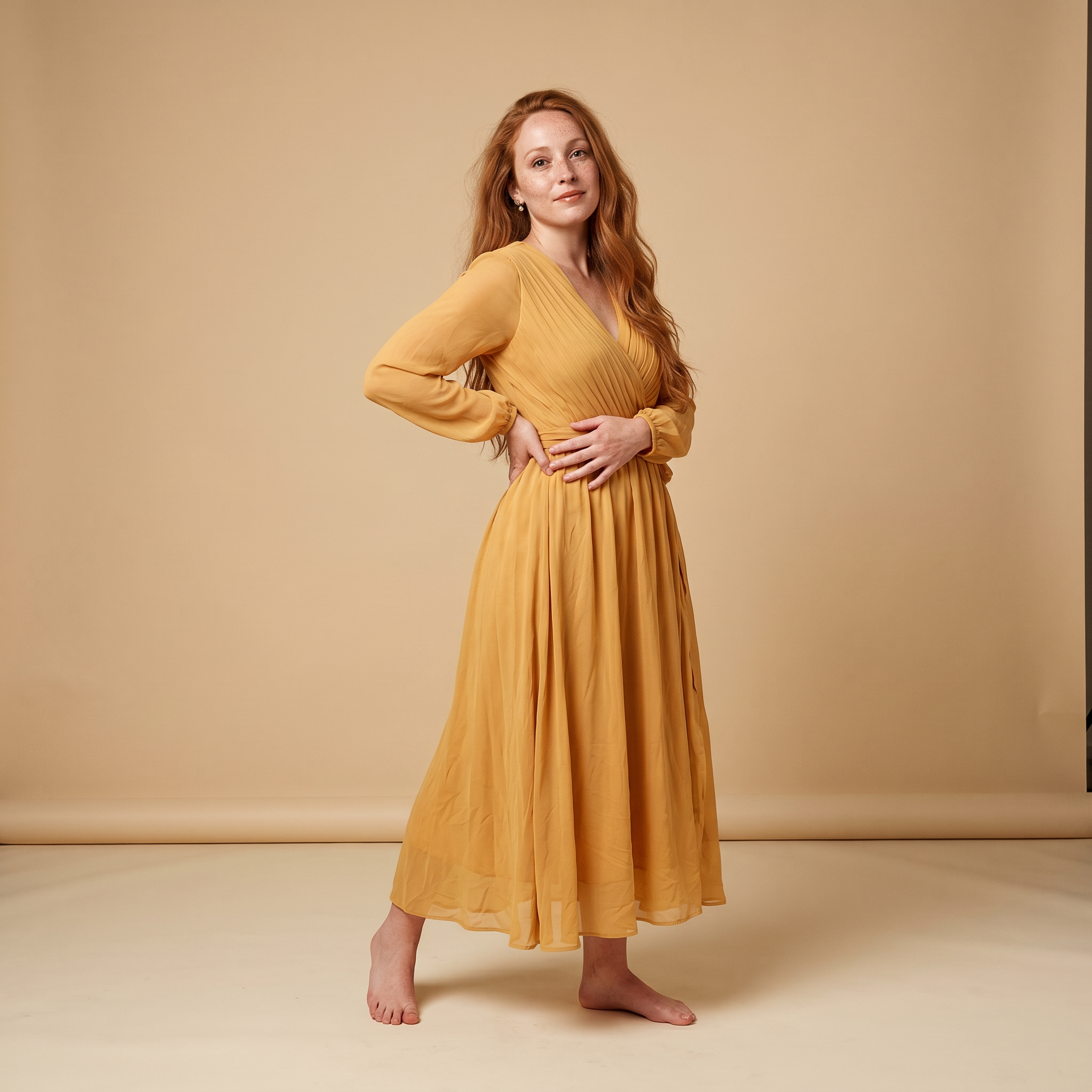 Maxi-jurk in de kleur stralend gouden mosterd – slip dress